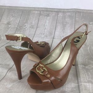 G by GUESS size 9 tan leather platforms sandal